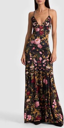 Alice & Olivia Milta Floral Mermaid Slipdress in Evermine at Nordstrom, Size 10