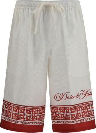 Dolce & Gabbana White Graphic Relaxed Shorts