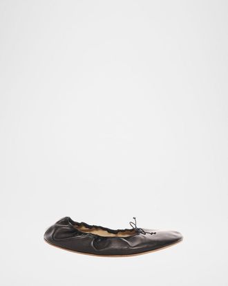 The Row Leather Bow Ballerina Flats