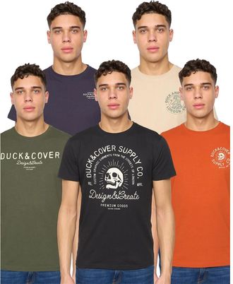 Duck and Cover Heren Mullbarry Assorted Designs T-shirt (Set van 5) (Veelkleurig)