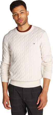 Tommy Hilfiger classic cotton cable crew neck wit gebreid