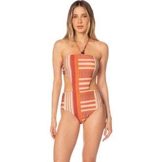 Kibys Sunset Bazaar Stripes Print Rocky Trikini One Piece in Sunset Stripes at Nordstrom, Size Medium