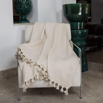 Febronie Manta plaid algod&oacute;n beige lino 160x250