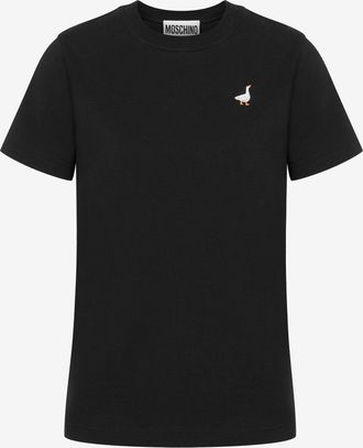 Moschino T-shirt in jersey organico Goose Embroidery - Nero