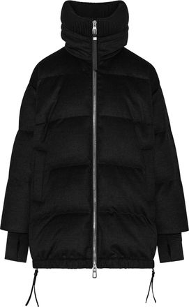 Duno Black Puffer Long Drawstring Jacket