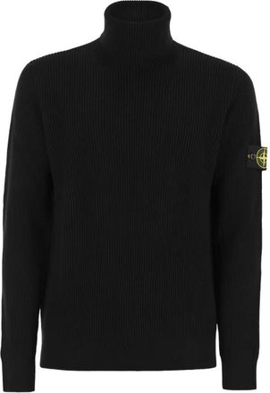Stone Island Ribbed Turtleneck Jumper - male - Stone Island - Turtlenecks - Black - 2XL - Knitwear