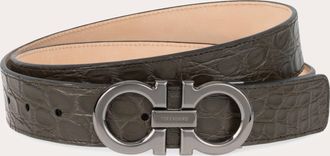 Ferragamo Men Adjustable Gancini belt Green
