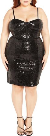 City Chic Lia Sequin Dress in Black at Nordstrom, Size Xxl