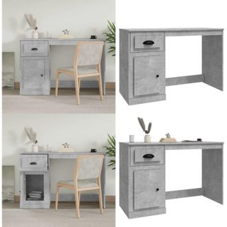 vidaXL Scrivania Cassetto Grigio Cemento 115x50x75cm Legno Multistrato - Cassetto - Legno multistrato