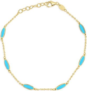 Italian Gold, Inc 14K Turquoise Bar Chain Bracelet