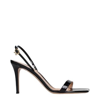 Gianvito Rossi Black Leather Stiletto Heel Womens Sandals