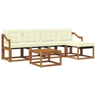 vidaXL Conjunto De Sof&aacute;s De Exterior Con Coj&iacute;n 6 Pcs Natural Y Crema Vidaxl