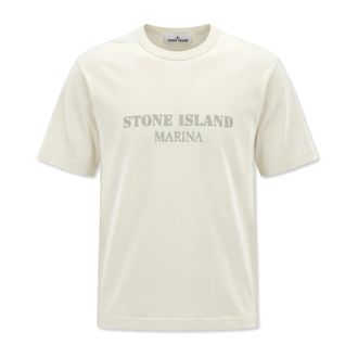 Stone Island T-Shirts, male, Beige, Size: XL Logo T-Shirt