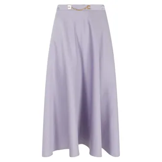 Elisabetta Franchi Midi Skirts, female, Purple, Size: S Skirt in duchess satin with jewel logo