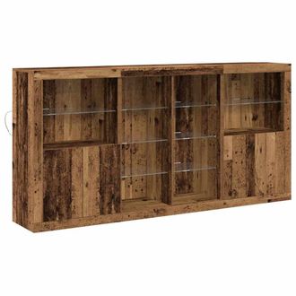 Berkfield Home Sideboard with LED Lights Old Wood 202x37x100 cm Engineered Wood in Brown | Size: 202 x 37 x 100 cm