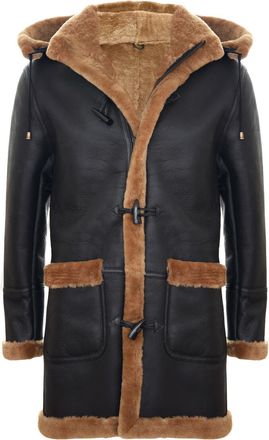 Infinity Leather Mens Winter Sheepskin Hooded Duffle Coat-Helsinki