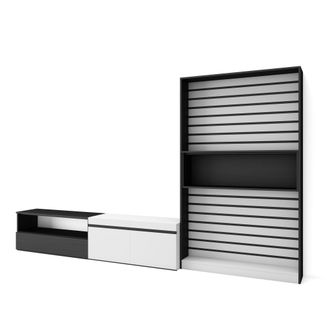 Skraut Home Skraut Home - Muebles De Sal&oacute;n Para Tv, Conjunto De Muebles Comedor, 310x186x35cm, Para Tv Hasta 80, Mueble Televisi&oacute;n, Estilo Moderno, Blanco Y Negro