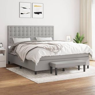 vidaXL Vidaxl - Cama Box Spring Con Colch&oacute;n Tela Gris Claro 180x200 Cm