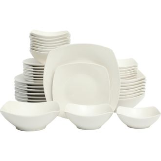 Gibson Home 40-Piece Square Porcelain Dinnerware Set, Service for 8 in White at Nordstrom