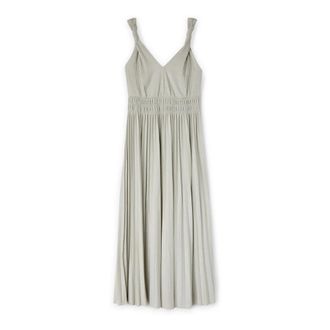Motivi Lange geplooide lurex jersey jurk - Dames - Maxi kleedjes - Grijs - S - Polyester - Kleedjes