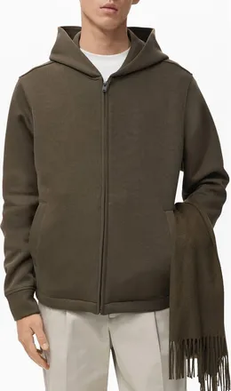 Mango Zip-Up Hoodie in Olive Green at Nordstrom, Size X-Large