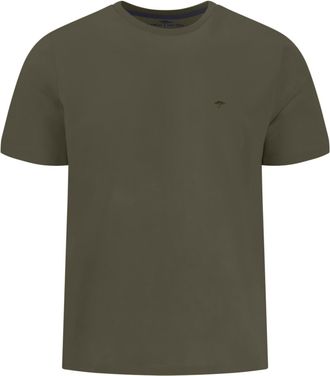 Fynch-Hatton T-Shirt FYNCH-HATTON, Herren, Gr. 4XL, schwarz khaki, Jersey, Obermaterial: 100% Baumwolle, bestickt, unifarben, normal h&uuml;ftbedeckend, Rundhals, Shirt