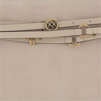 Pinko Womens Shoulder Bag Mini Belt Beige Leather