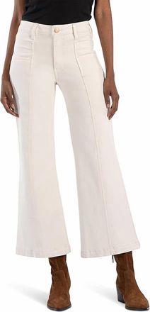 Kut from the Kloth Meg High Rise Wide Leg Jeans In Ecru