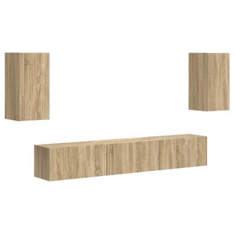 vidaXL Conjunto De Mueble De Tv Montaje En La Pared 5 Pcs Roble Sonoma Vidaxl