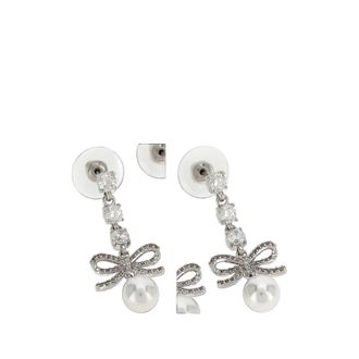 Self Portrait Bow Crystal Charm Earrings