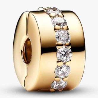 Pandora 14K Gold-Plated Sparkling Row Clip Charm