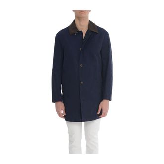Fay Single-Breasted Coats, male, Blue, Size: XL Fay Coats