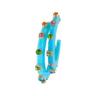 Smith & Co Womens City Girl Jewel Hoop Earrings In Mint Multicolor