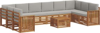 vidaXL Conjunto De Sof&aacute;s De Exterior 11 Uds. Gris Natural Y Claro Vidaxl