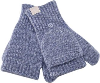 Chillouts Strickhandschuhe CHILLOUTS Nadine Glove, Damen, blau (washed blau), Feinstrick, Materialmix, meliert, unifarben, Handschuhe Strickhandschuhe, mit Knop