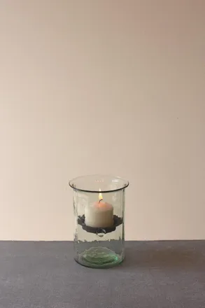 Kalalou Mini Glass Candle Cylinders With Rustic Insert - Small