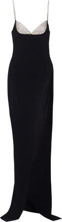 Balmain crystal-embellished knitted gown - women - Polyamide/Polyester/Viscose - 38 - Black