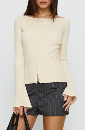 Princess Polly Tahnia Rib Cardigan in Butter at Nordstrom, Size 10