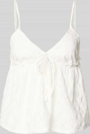 Review Babydoll-Top mit Sch&ouml;&szlig;chendetail und Lochstickerei in Weiss, Gr&ouml;&szlig;e XL