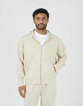 Brave Soul Felpa con cappuccio comoda beige con zip-Neutro