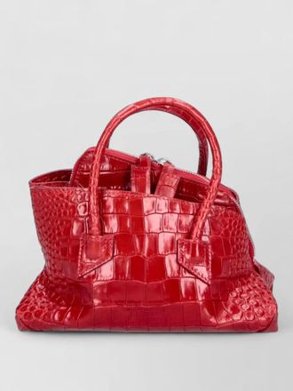 The Attico crocodile texture structured tote bag top handles