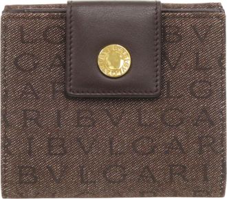 Bulgari Brown Denim Leather Wallet (Bi-Fold) (Pre-Owned)