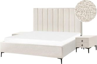 Beliani Bedroom Set Boucle SEZANNE 180 x 200 cm (EU Super King) Off-White