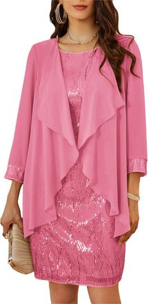 Grace Karin Ladies Daily Party Sequin Dress Christmas Holiday Dance Sleeveless Sequined Dress Pink XL