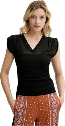 Pinko Pinko, Tops, Dames, Zwart, M, Linnen, Torn top lino stretch