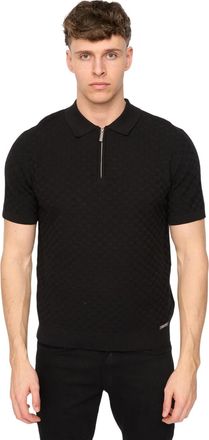 Duck and Cover Heren Danvers Gehaakte Korte Rits Polo Shirt (Zwart)