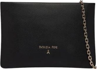 Patrizia Pepe Pochette met metalen schouderriem en polsbandje - Dames - Schoudertassen - Zwart - ONE Size - Leer - Tassen