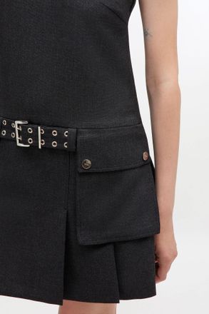 Ganni Grey Wool Mini Dress - Size 34 Mixed