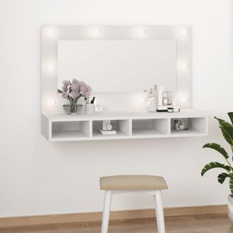 vidaXL Vidaxl Mobile A Specchio Con Led Bianco 90x31,5x62 Cm