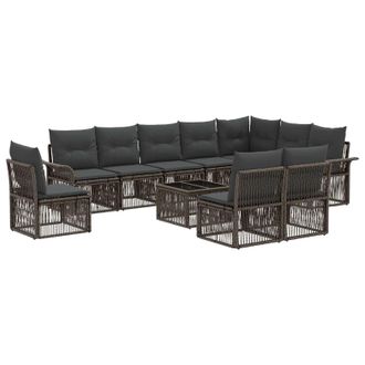 vidaXL Conjunto De Sof&aacute;s De Jard&iacute;n 11 Pcs Gris Rat&aacute;n Sint&eacute;tico Vidaxl